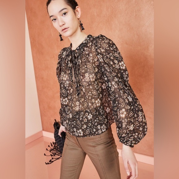 Ulla Johnson Tops - ULLA JOHNSON Size 6 • Carmine Silk Floral Print Blouse.